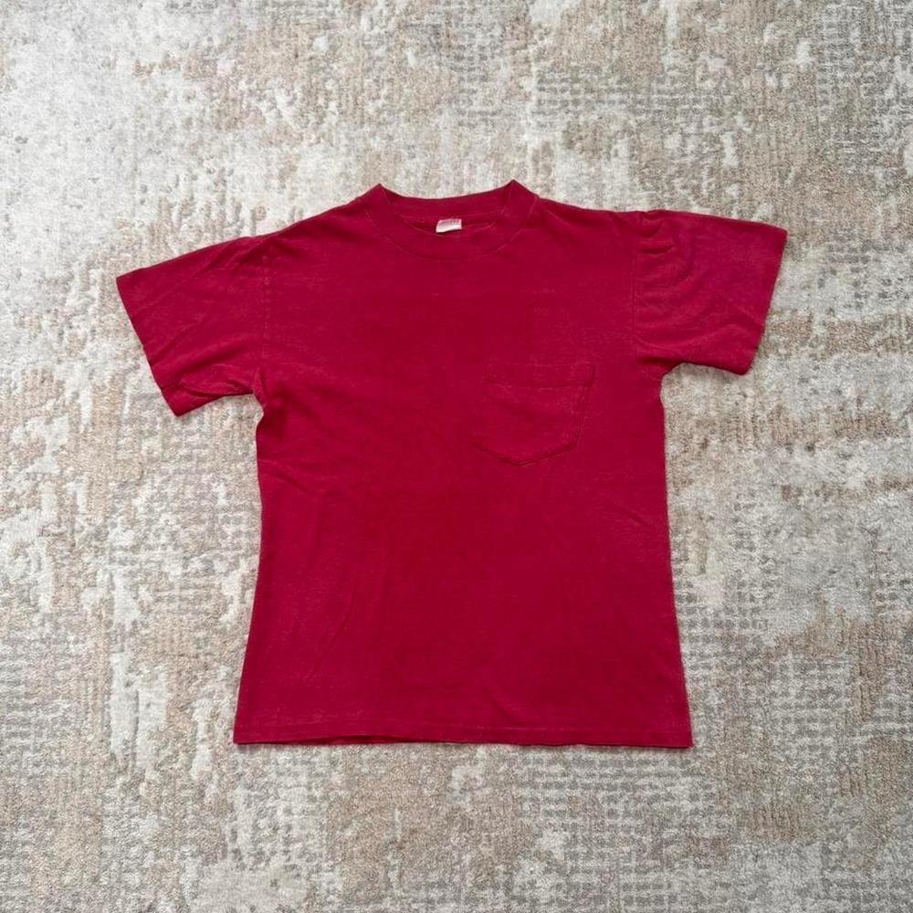Vintage 80s Jockey Lite Red Pocket Single Stitch Women's Small T-Shirt